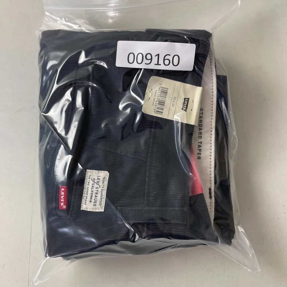 Levis Pants Mens 30x34 Black XX Chino Standard Taper Corduroy Pinwale Preppy NEW